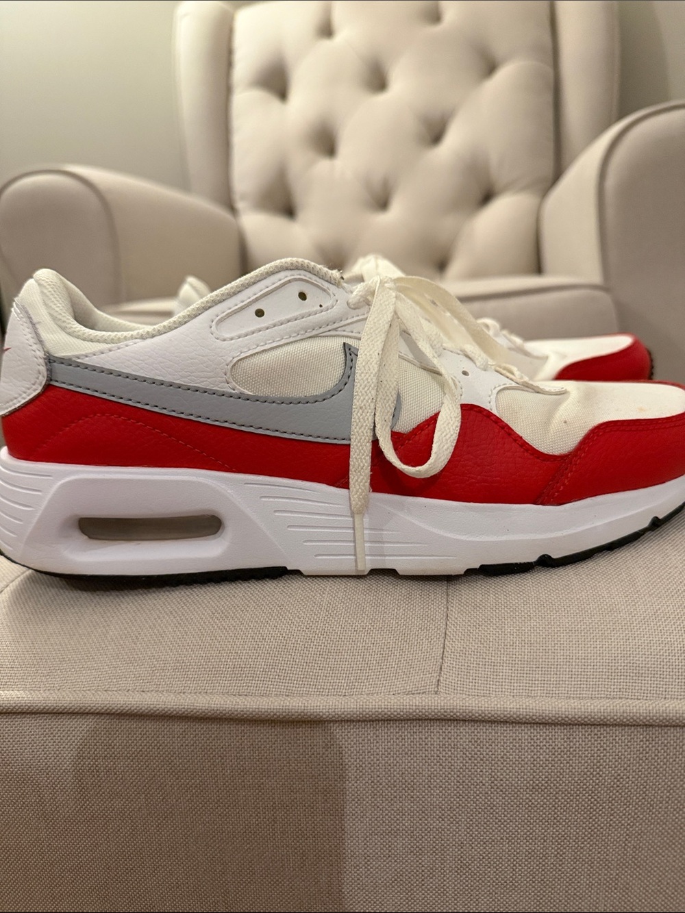 GUC Nike Air Max SC Men's Sneakers University Red White Golf Grey -Size 8 CW4555
